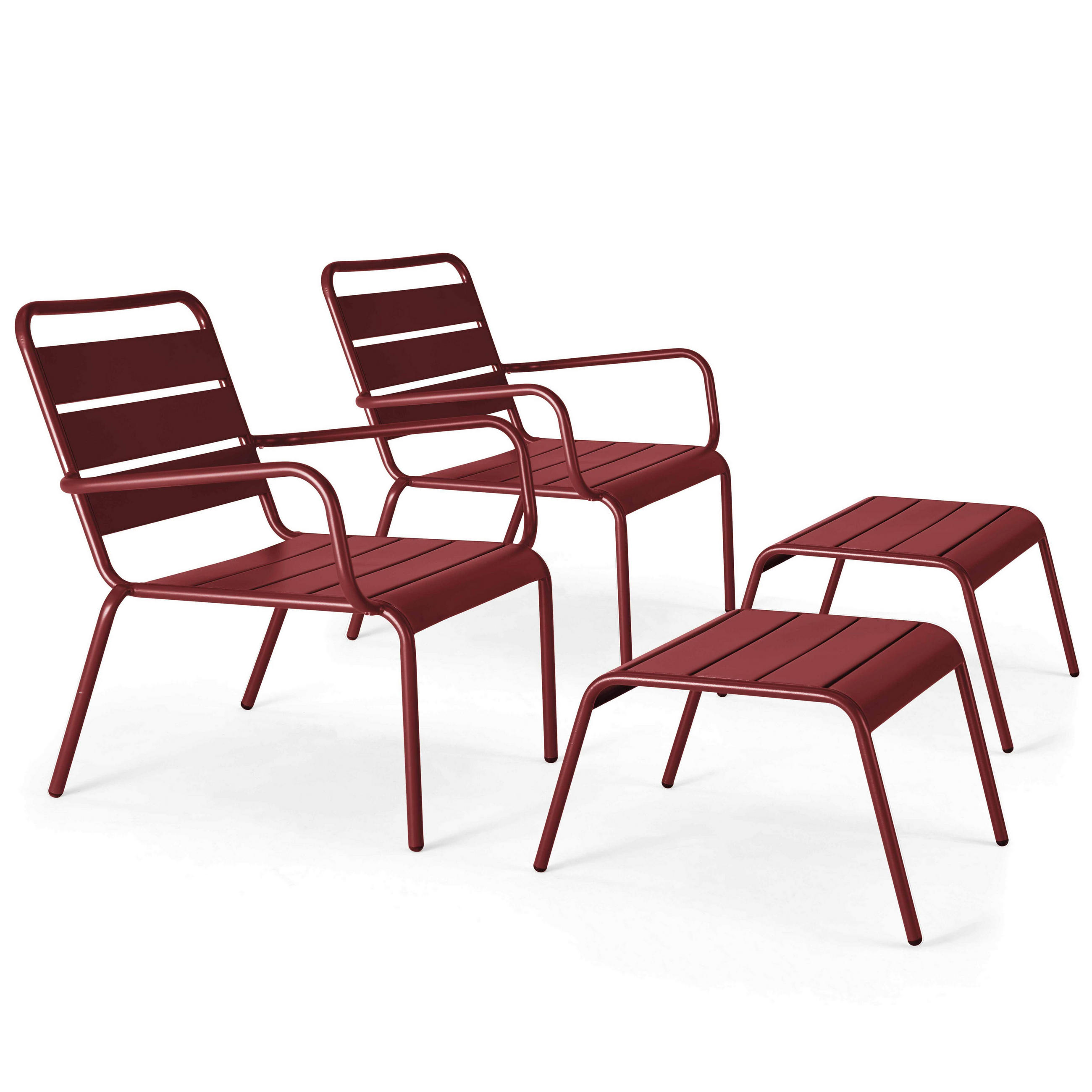 RELAXSESSEL MIT HOCKER 2-tlg., Lila - Lila, Metall (64/72/60cm) - Oviala