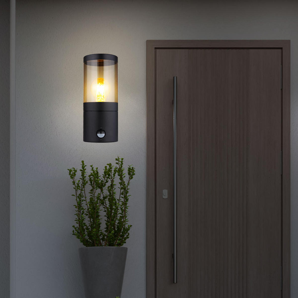 LED AUSSEN-WANDLEUCHTE Edelstahl Schwarz - Schwarz, Kunststoff (10.2/24.5/17cm) - Globo Lighting
