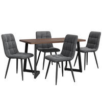 ESSGRUPPE DE-38963 117/68 cm Tisch mit 4 Stühlen Walnuss/Dunkelgrau - Dunkelgrau, Holzwerkstoff (117/75/68cm) - ComfortXL
