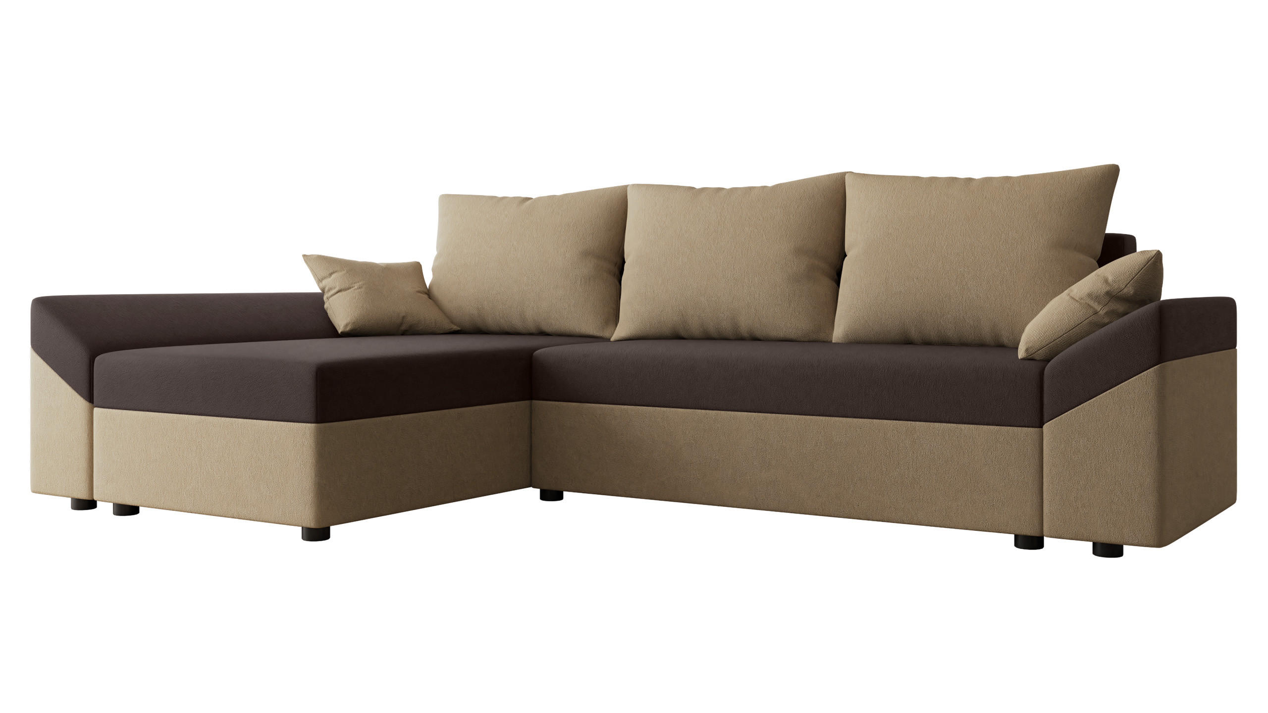 ECKSOFA Dante L - Beige/Schwarz, Holz/Kunststoff (240/140cm) - MIRJAN24