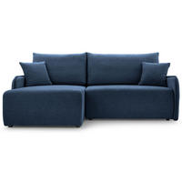 ECKSOFA Netarro, Marineblau Chenille, linksseitig - Schwarz/Dunkelblau, Kunststoff/Textil (198/147cm) - Selsey