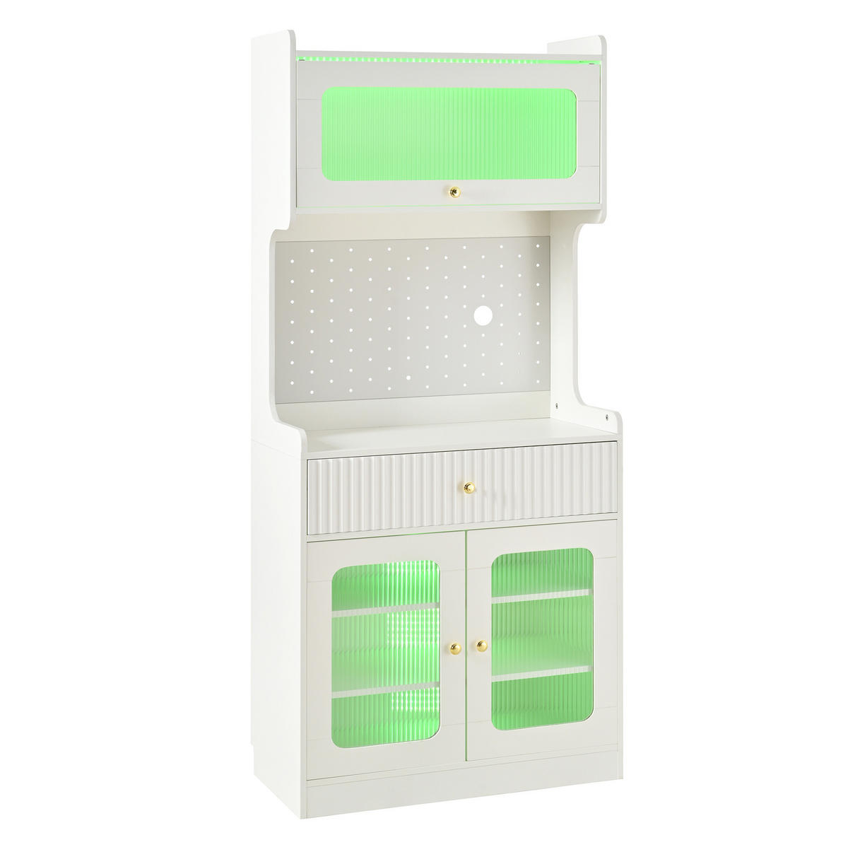 HIGHBOARD mit LED-Beleuchtung 80 x 40 x 180 cm Weiß - Weiß, Holzwerkstoff (40/180/80cm) - Meubliv