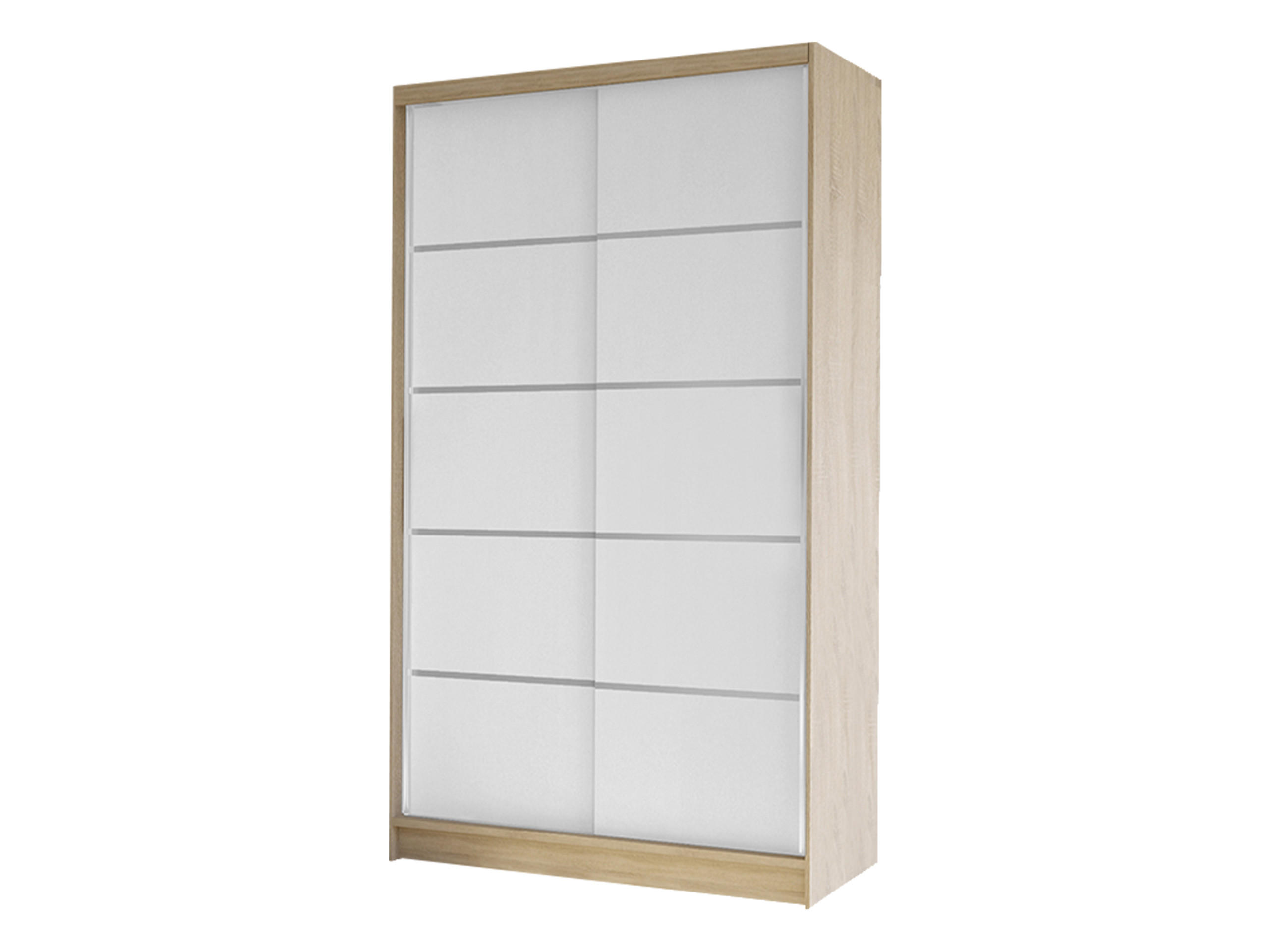 SCHWEBETÜRENSCHRANK Diego IV - Weiß/Sonoma Eiche, Holzwerkstoff/Metall (100/200/58cm) - MIRJAN24
