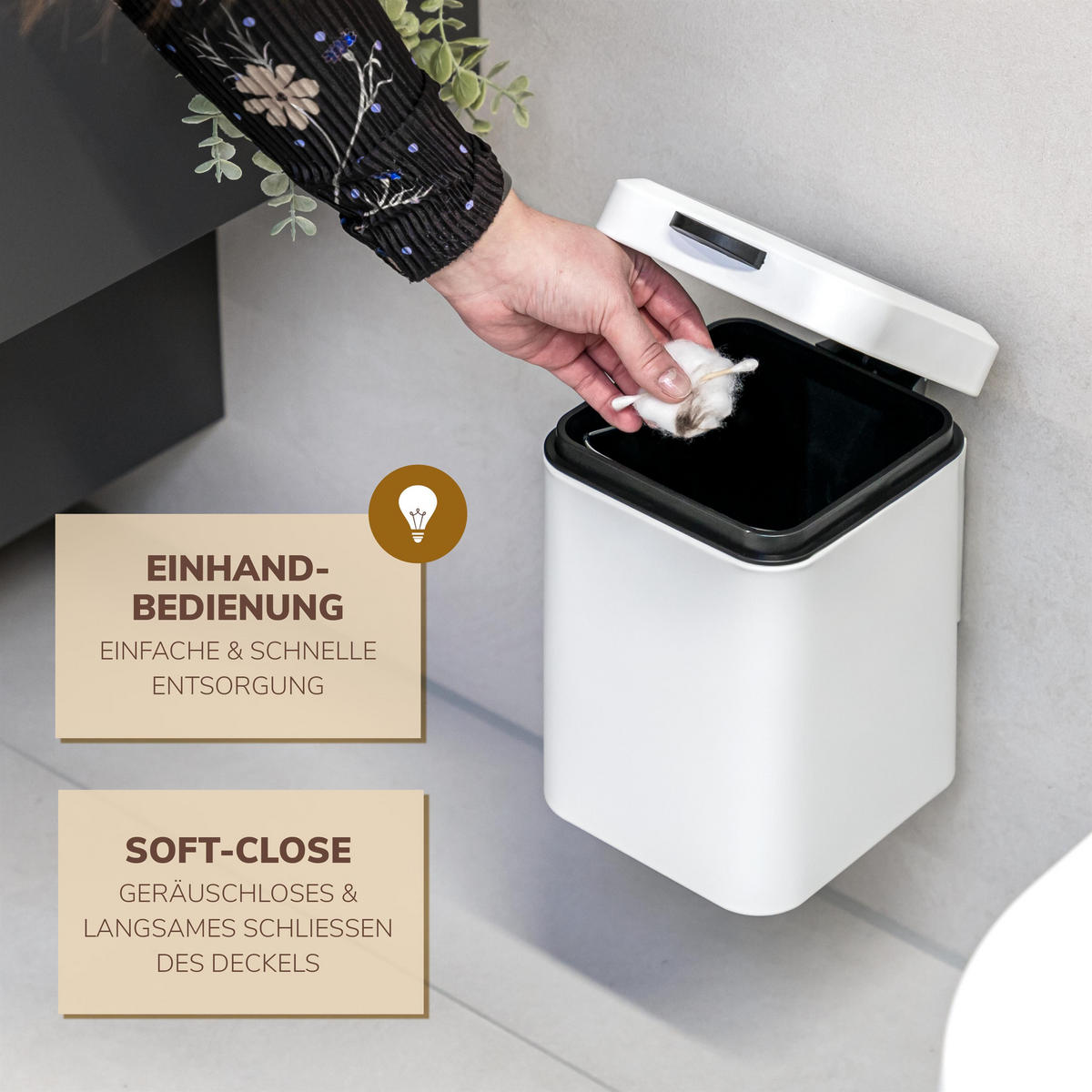 WAND-KOSMETIKEIMER 3 Liter, weiß - Weiß, Metall (16/24/23cm) - bremermann