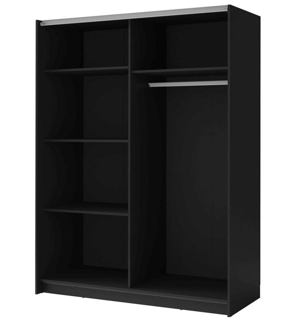 Thumbnail - Feldmann-Wohnen Schwebetürenschrank, Schwarz, Braun, Holz, 4 Fächer, Rechteckig, 150x199x64 cm, Schlafzimmer, Kleidersch...