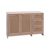 KOMMODE 2 Türen 3 Schubladen Helles Holz 118,5/34,5/80 - Dunkelbraun, Holz (119/80/40cm) - Mobili Rebecca