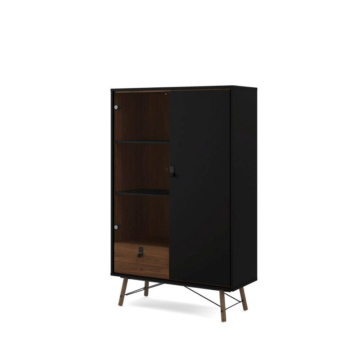 VITRINE Rye Schwarz 102/40/162 cm - Schwarz, Holzwerkstoff (102/162/40cm) - ebuy24