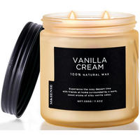 DUFTKERZE Vanille Sahne 330g 70 Stunden Brenndauer Sojawachs 2 Dochte - Creme, Paraffin (9.5cm)