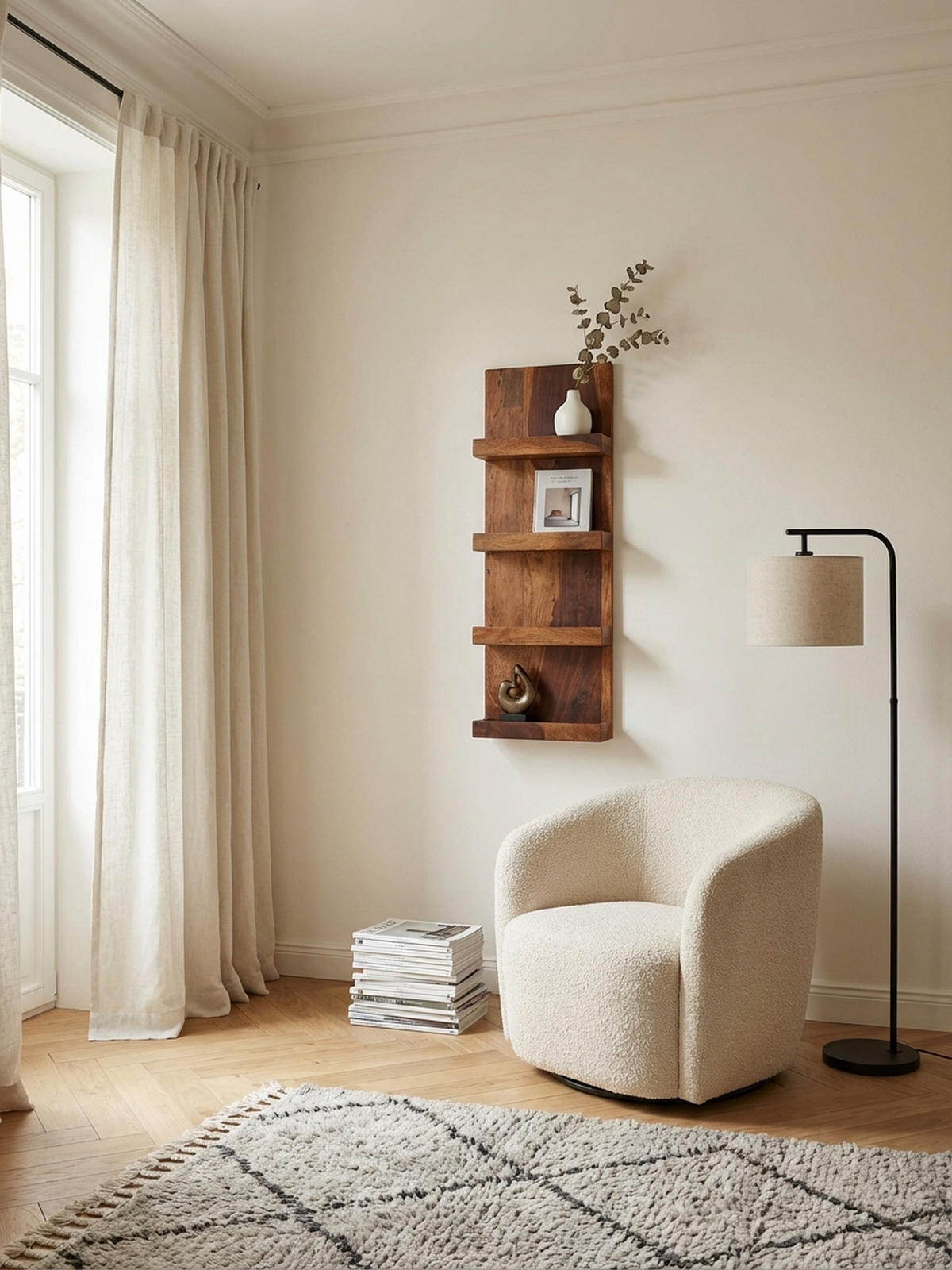 WANDREGAL Massivholz Nachhaltig Handgefertigt - Braun, Holz (30/80/10cm) - KADIMA DESIGN