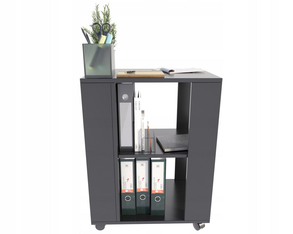 BEISTELLTISCH Schwarz 60/40/78,6 cm mit Rollen - Schwarz, Holzwerkstoff (60/78.6/40cm) - Matkam Möbel