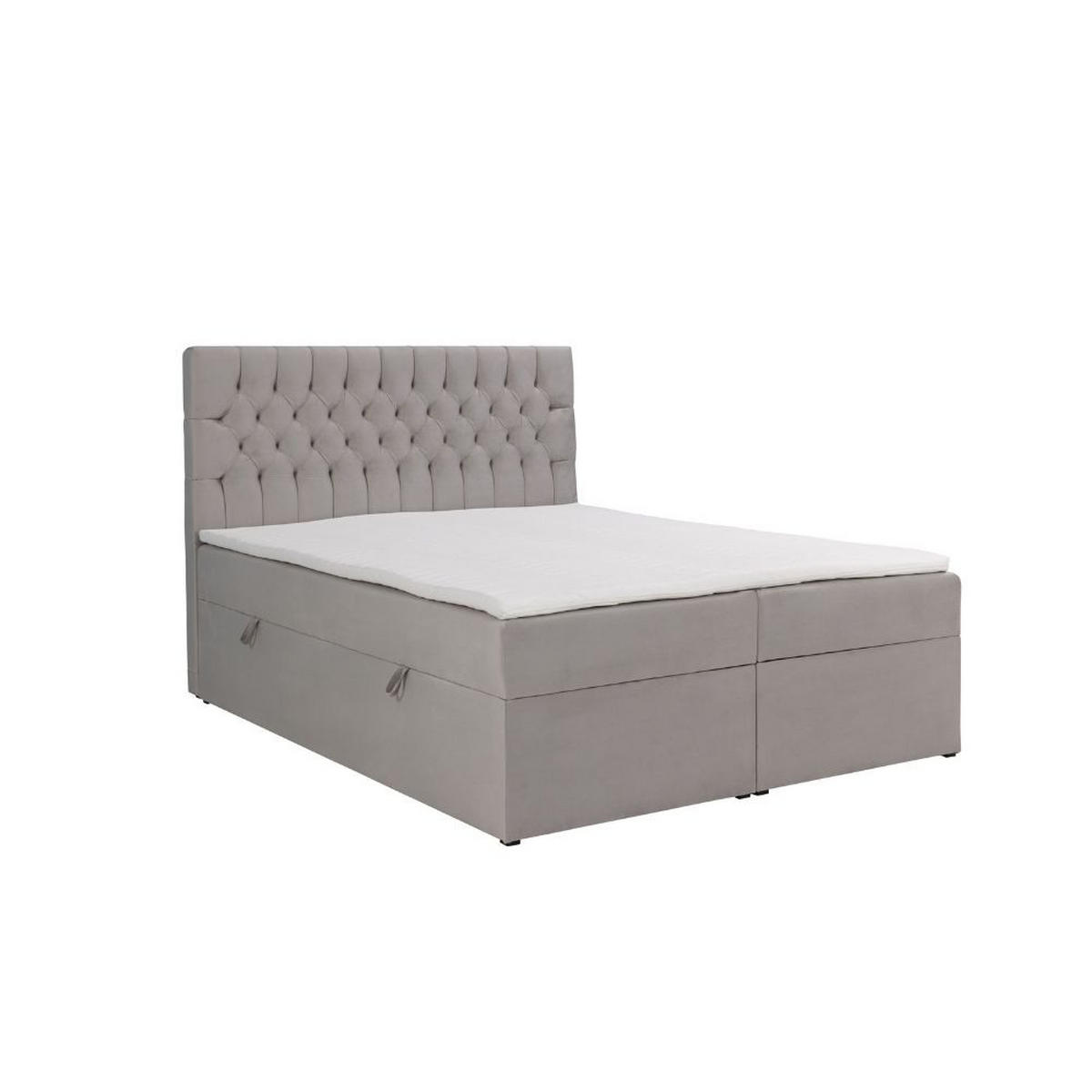 BOXBETT Dora mit Bonnelmatratze und Topper, 200x200, Hellgrau - Hellgrau, Holzwerkstoff (200/200cm) - AN-Moebel 4u