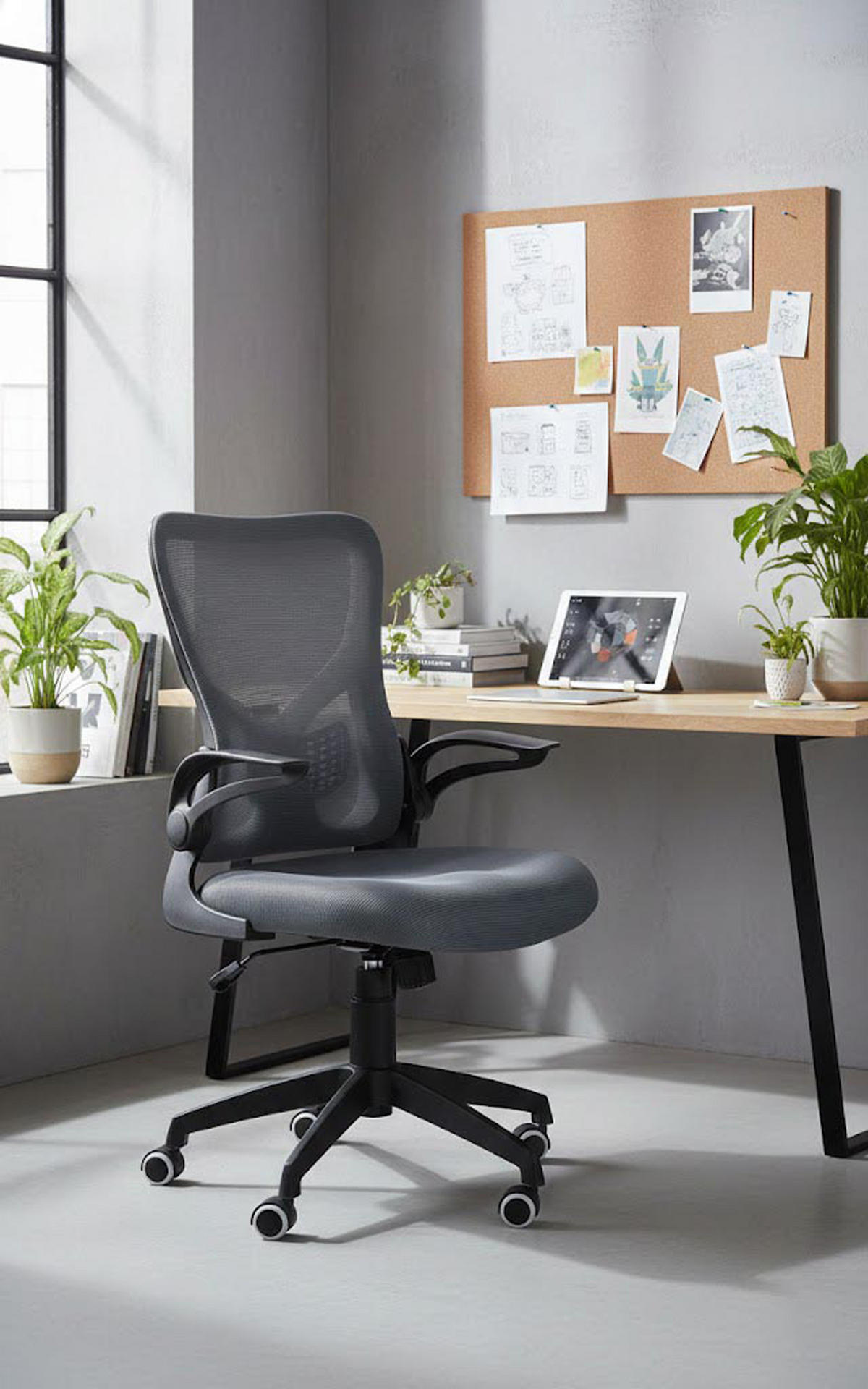 BÜROSTUHL Novar grau - Schwarz/Grau, Kunststoff/Metall (54/107/61cm) - TPFLiving