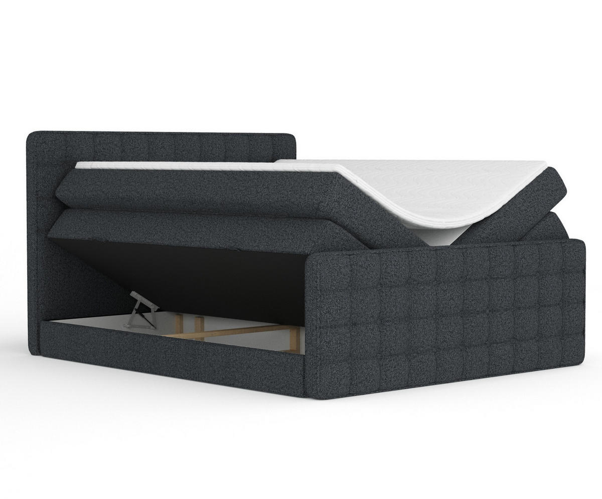 BOXSPRINGBETT Velouria Schwarz 200/200 cm - Schwarz, Holz/Holzwerkstoff (200/200cm) - Maison de Reve