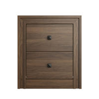 NACHTTISCH 46x39x53,5 cm mit 2 Schubladen und 2 schwarze Griffe - Mid-Century Design - Walnuss-Optik - Walnussfarben, Holzwerkstoff (38/53.5/48cm) - DELFA