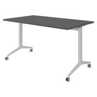 SEMINARTISCH klappbar & fahrbar 80/140/75 cm in Graphitfarben/Silberfarben - Silberfarben/Graphitfarben, Holzwerkstoff (80/140/75cm) - bümö