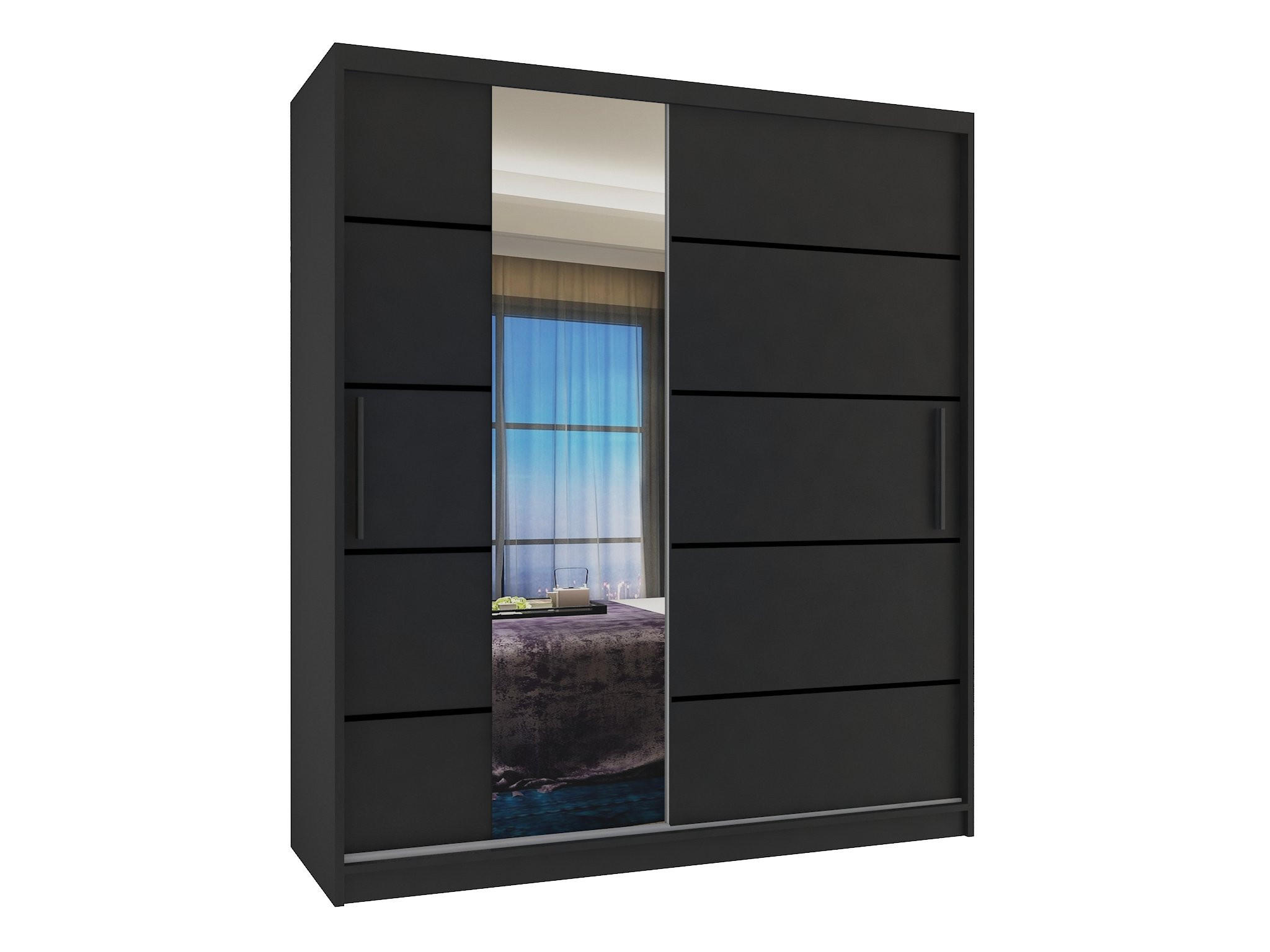 B BELINI GROUP POSUVNÁ SKŘÍŇ Verona MBP, Černá Mat, 133 cm, se zrcadlem