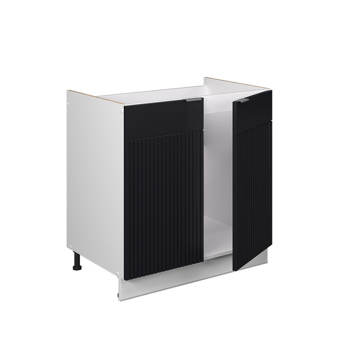 SPÜLENUNTERSCHRANK Fame-Line, Schwarz gestreift, 80 cm, AP Eiche - Schwarz/Weiß, Holzwerkstoff (80/82/60cm) - Vicco