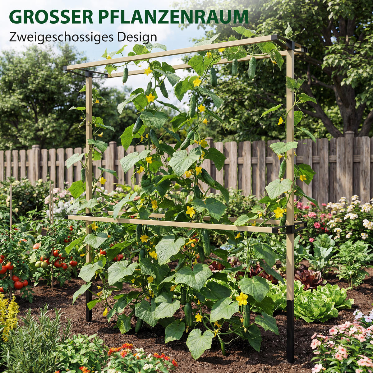 RANKHILFE aus Metall Naturholz - Naturfarben, Metall (34/139/119cm) - Outsunny