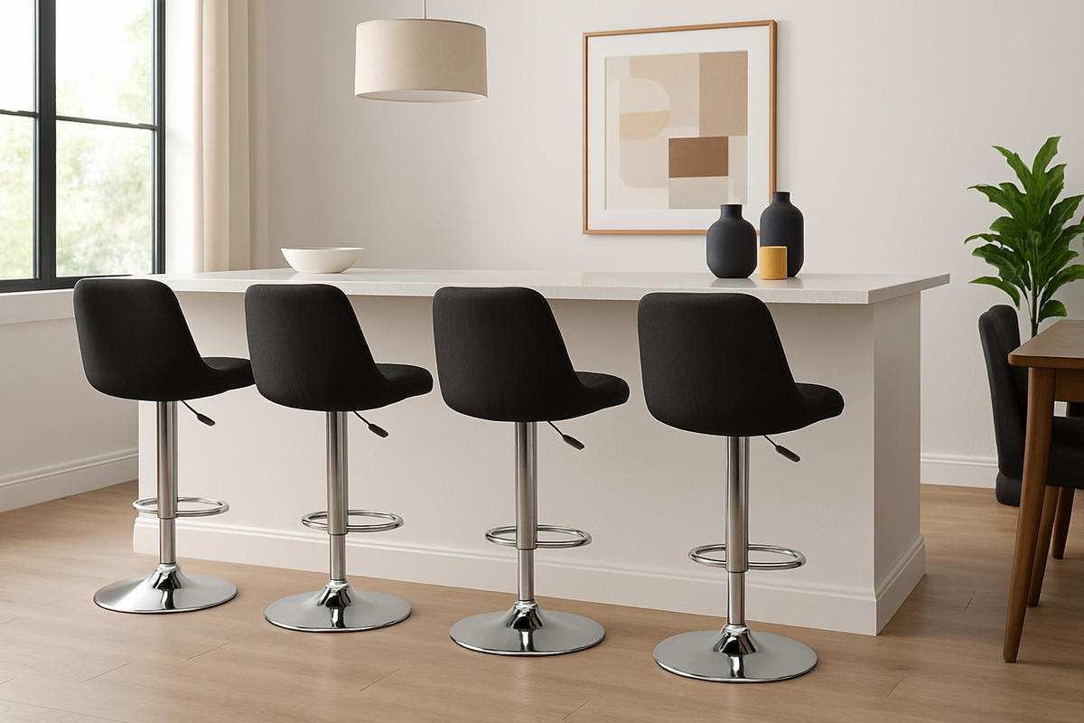 BARHOCKER 2er Set Lentos Stoff chrom schwarz - Chromfarben/Schwarz, Textil/Metall (50/108/50cm) - TPFLiving