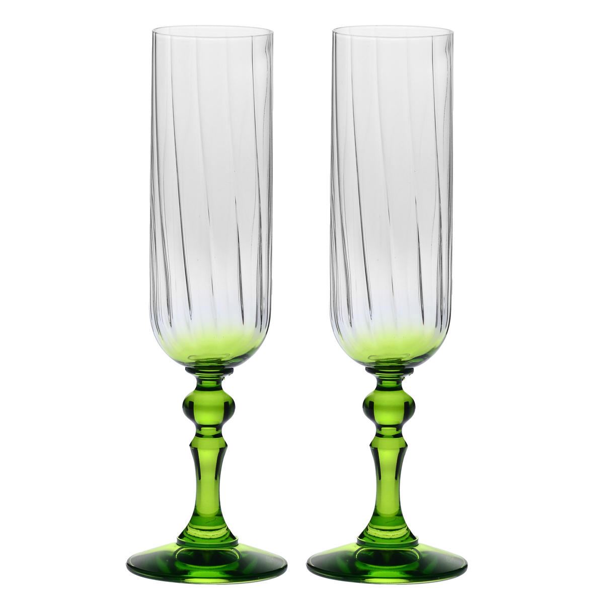 SEKTGLÄSER, 2er-Set, 200 ml - Grün, Glas (0.2L) - Krosno Glass