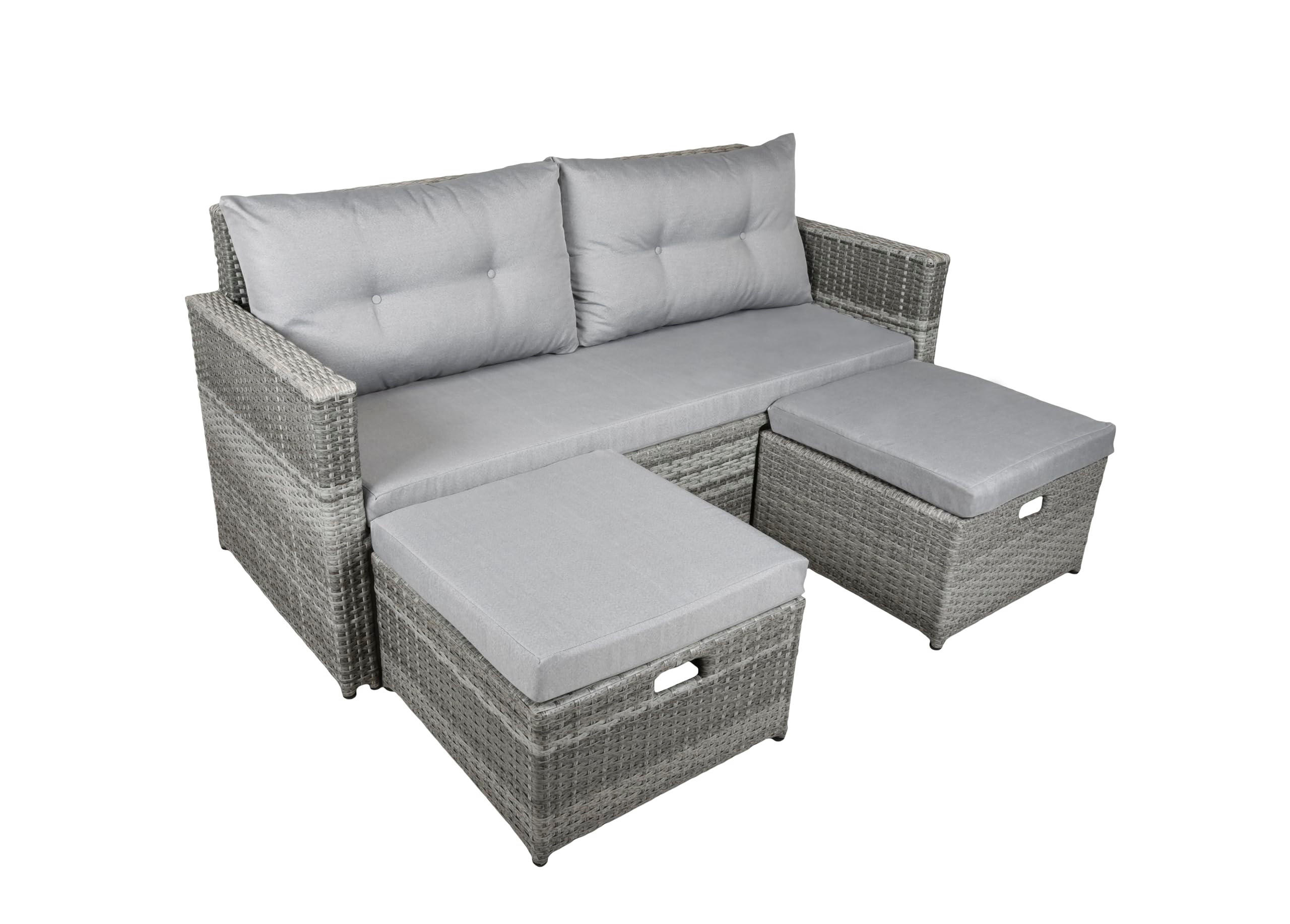 GARTENSOFA Trier Gartenmöbel - Grau, Kunststoff (180/86/76cm) - DELUKE