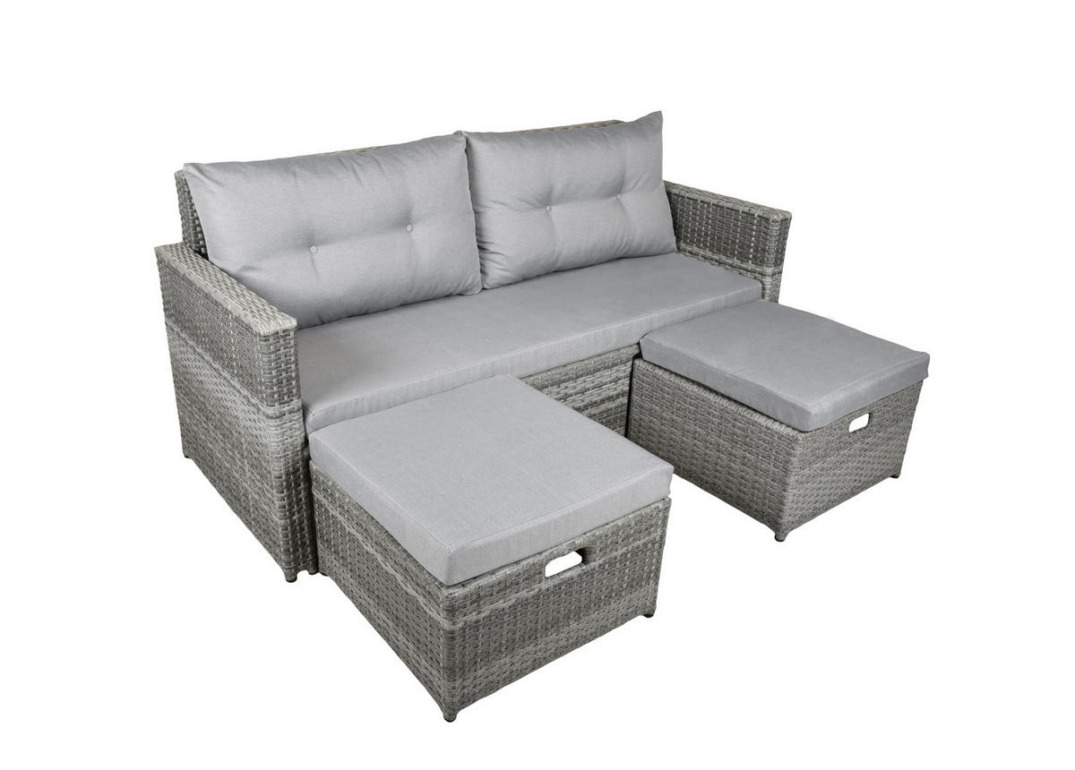 GARTENSOFA Trier Gartenmöbel - Grau, Kunststoff (180/86/76cm) - DELUKE