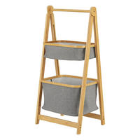 LEITERREGAL Värnamo - Naturfarben/Grau, Holz/Textil (45/97/36cm) - [en.casa]