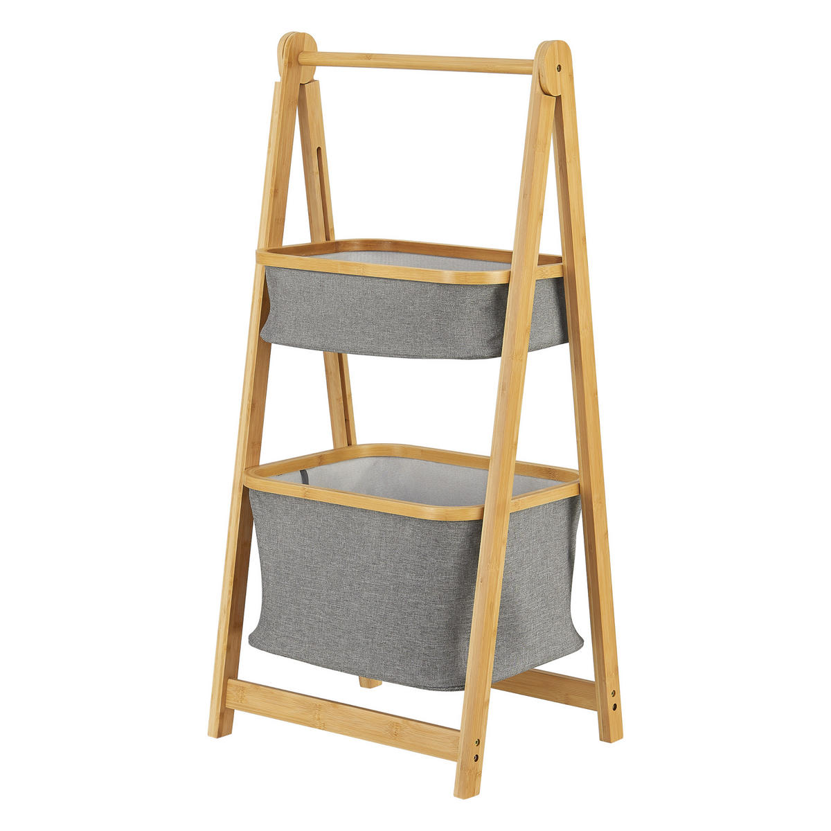 LEITERREGAL Värnamo - Naturfarben/Grau, Holz/Textil (45/97/36cm) - [en.casa]