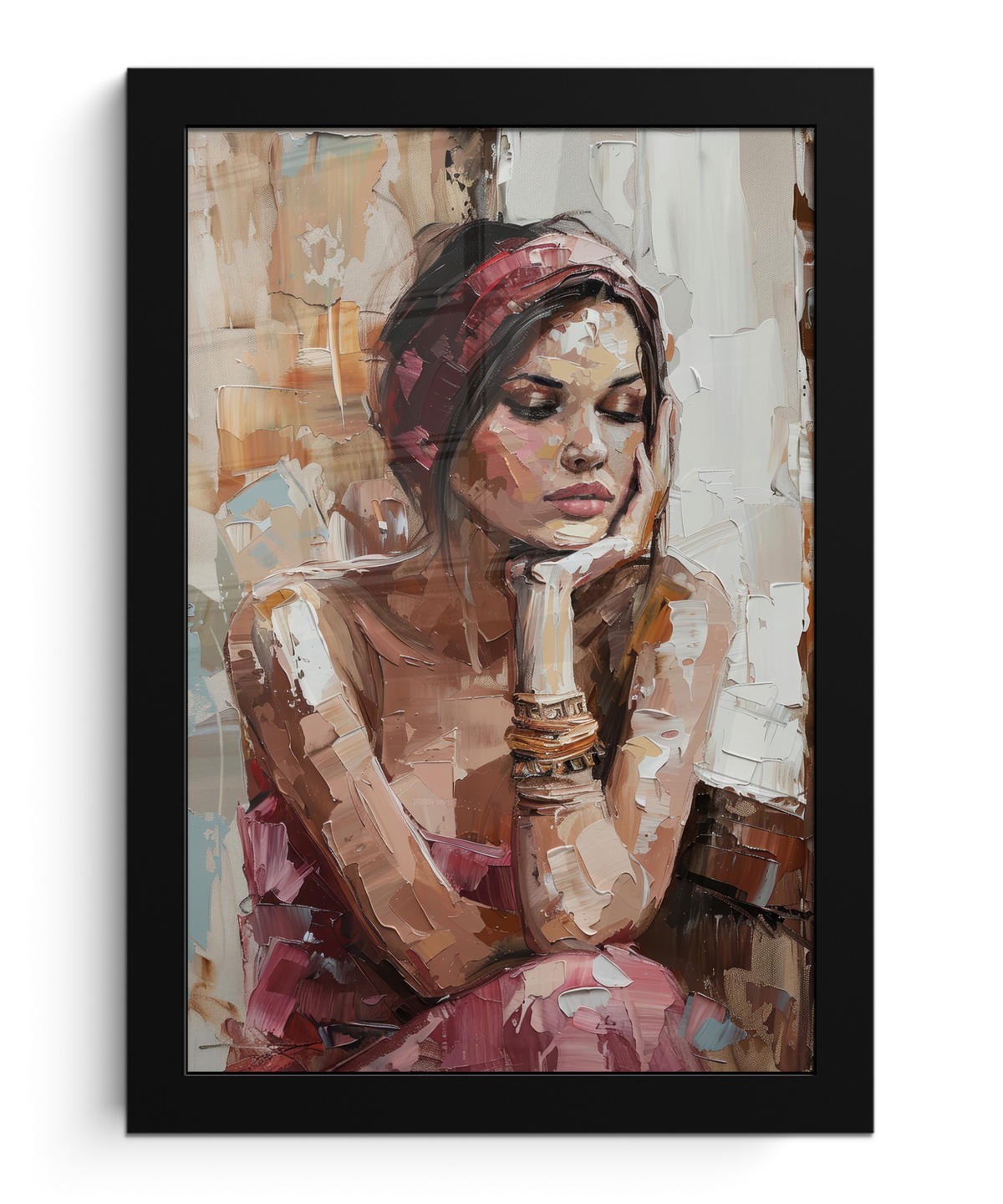 GERAHMTES BILD Frau - Lackierung - Porträt - Modern 20x30 cm - Altrosa, Papier (20/30cm) - MuchoWow