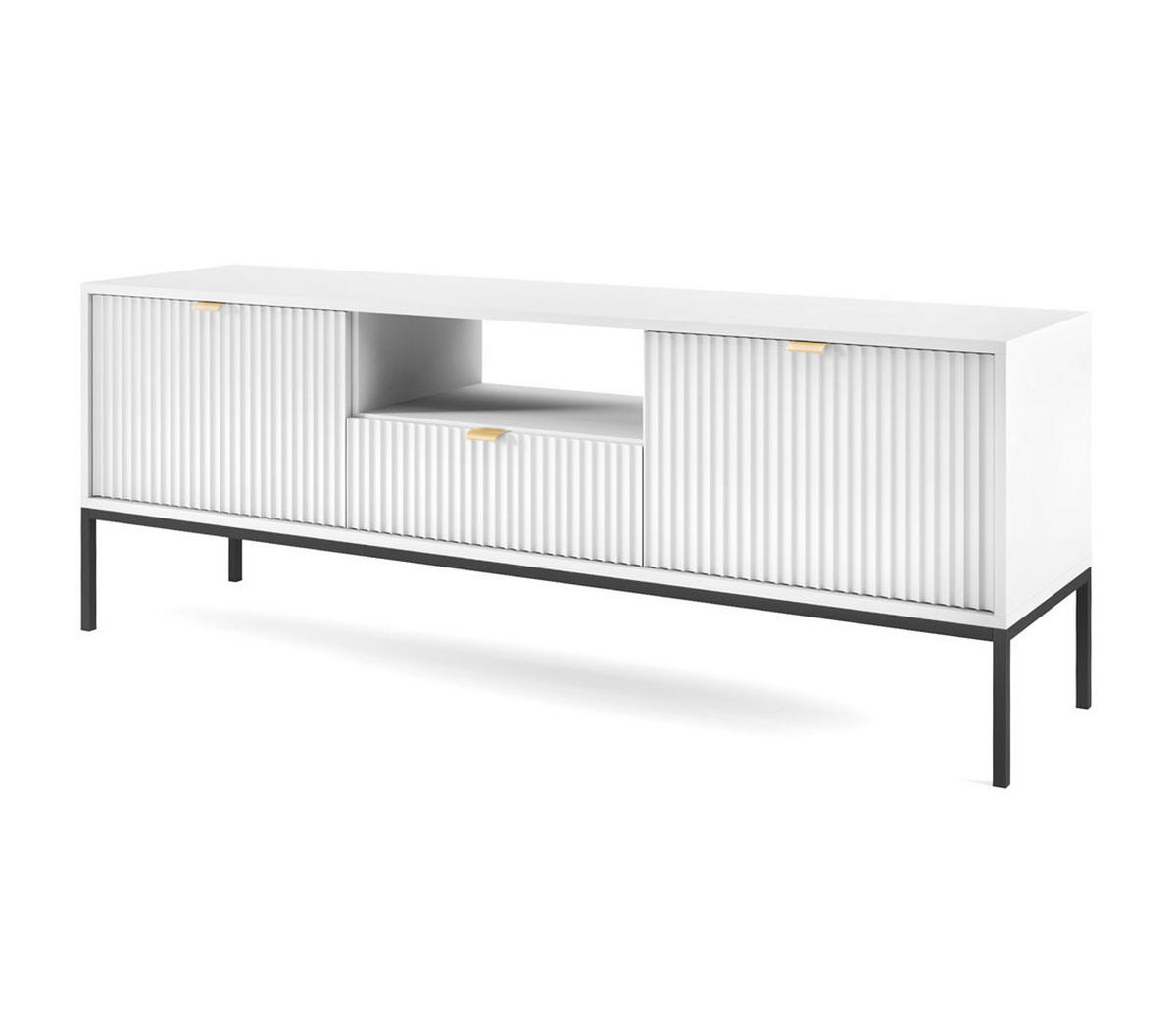 LOWBOARD Nova weiß 154 / 39 / 56cm - Schwarz/Weiß, Holz/Holzwerkstoff (154/56/39cm) - Feldmann-Wohnen
