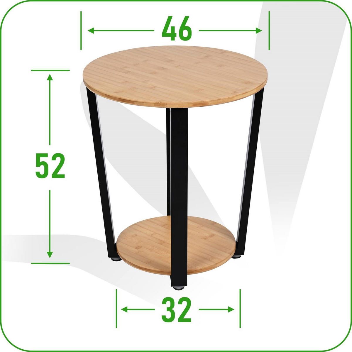 COUCHTISCH Holzoptik Metall Eichefarben Schwarz rund klein 46x52 cm - Eichefarben/Schwarz, Holzwerkstoff/Metall (46/46/52cm) - Begryf