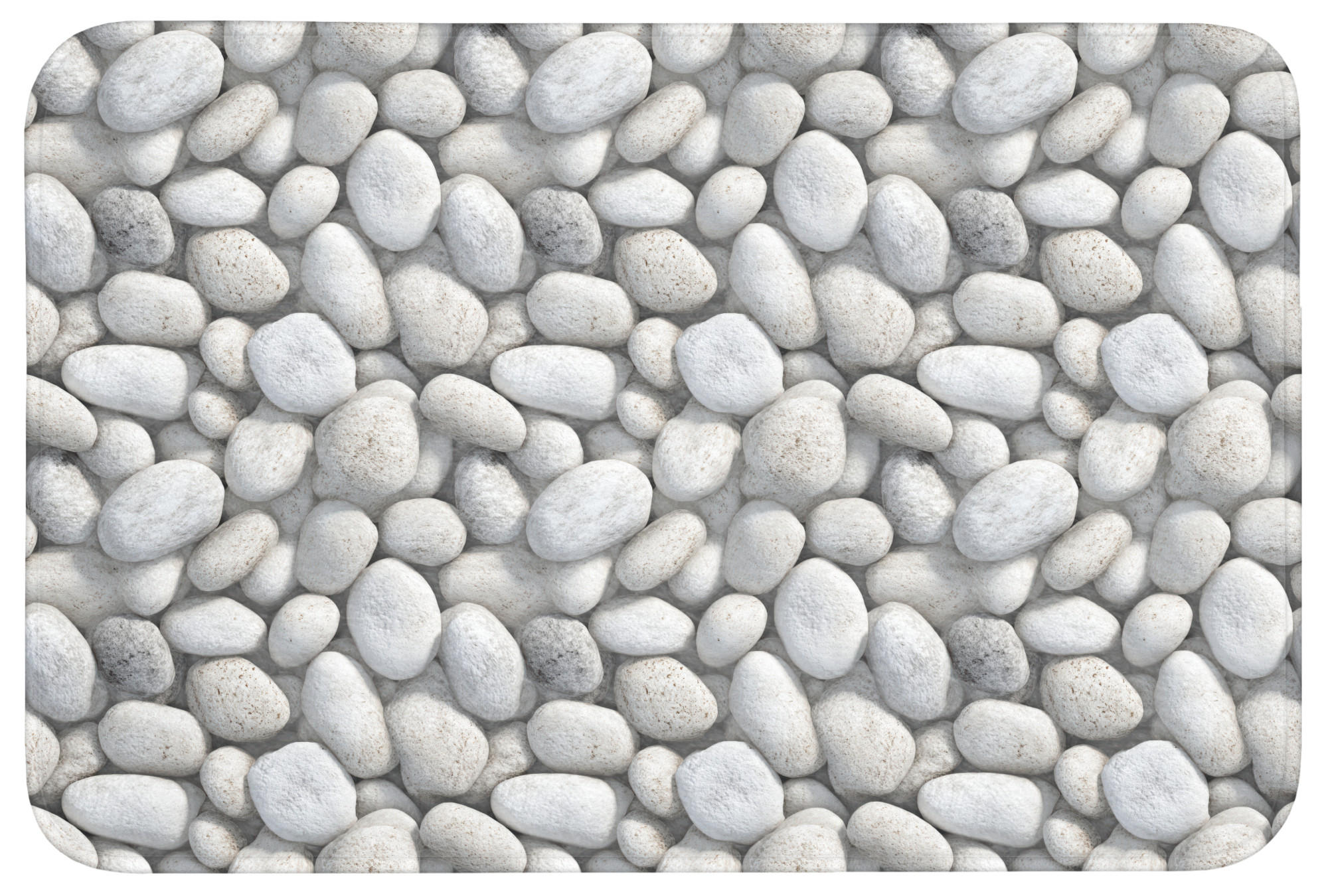BADEMATTE Steine - Grau - Oval 90x60 cm - Hellgrau, Kunststoff/Textil (90/60cm) - OnlyWow