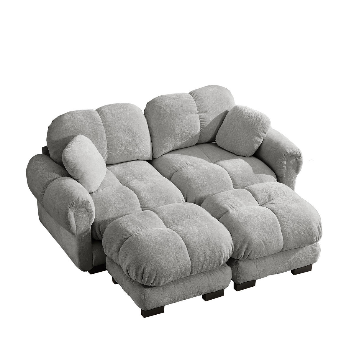 SOFA aus Chenille in U-Form Grau - Hellgrau, Holz (149/90/190.1cm) - Meubliv