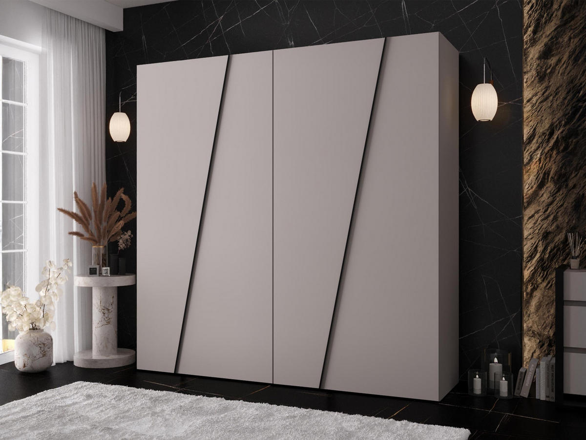 DREHTÜRENSCHRANK Zen 200 cm - Kaschmir/Schwarz, Holzwerkstoff/Kunststoff (200/202/50cm) - MIRJAN24