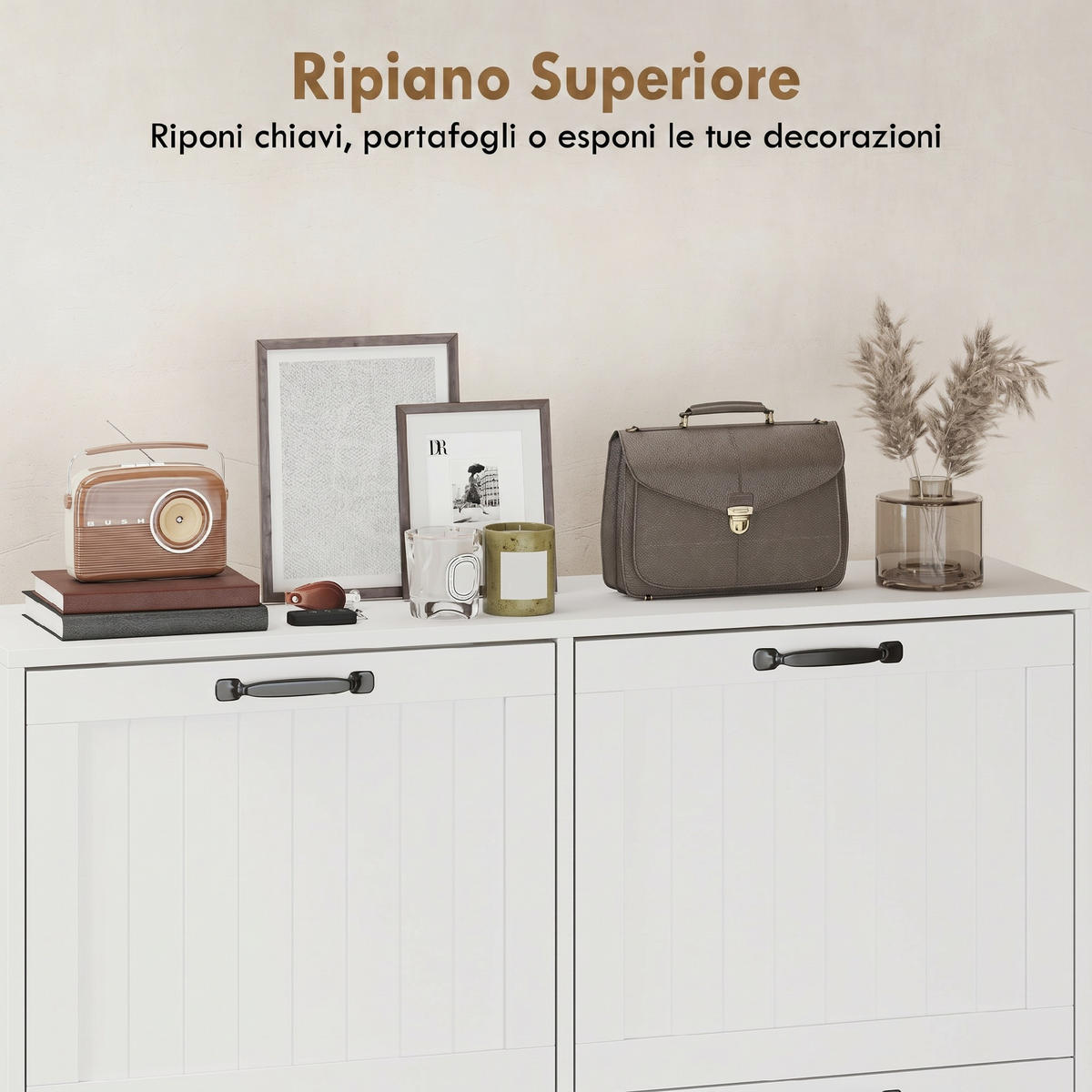 SCHUHSCHRANK,4 Klappschubladen verstellbare Böden,weiß - Weiß, Holzwerkstoff (99.5/93.3/24cm) - Vallsero