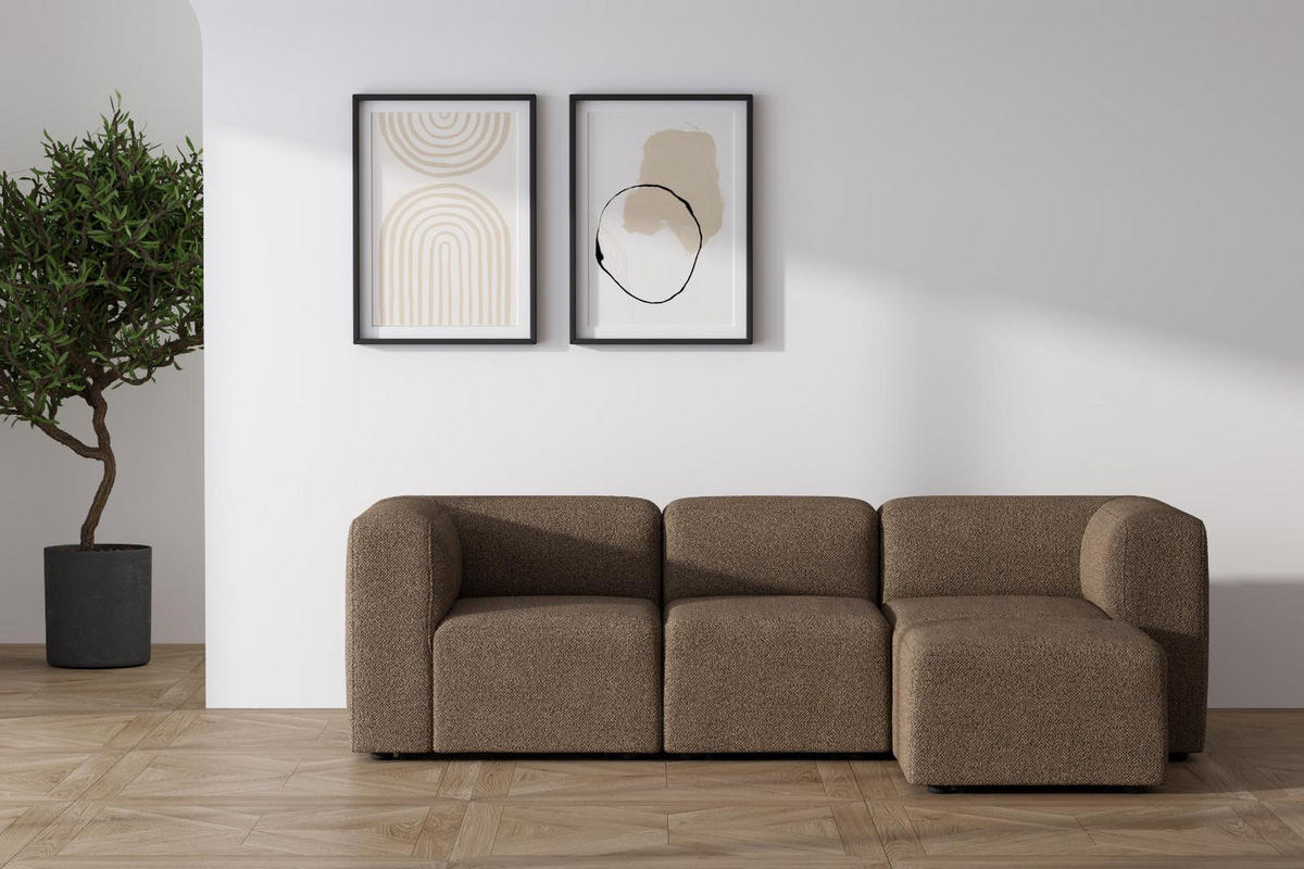 CHAISELONGSOFA Cubic Stoff Braun - Braun, Textil (257/64/164cm) - ebuy24