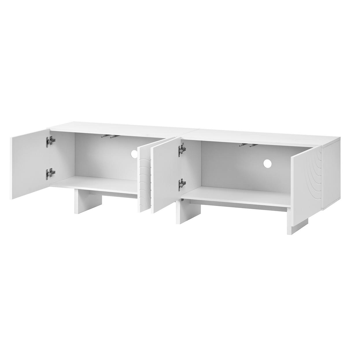 TV-SCHRANK Lowboard 4 Türen Bogenrelief weiß modern - Weiß, Holzwerkstoff (35/50/170cm) - FLIEKS