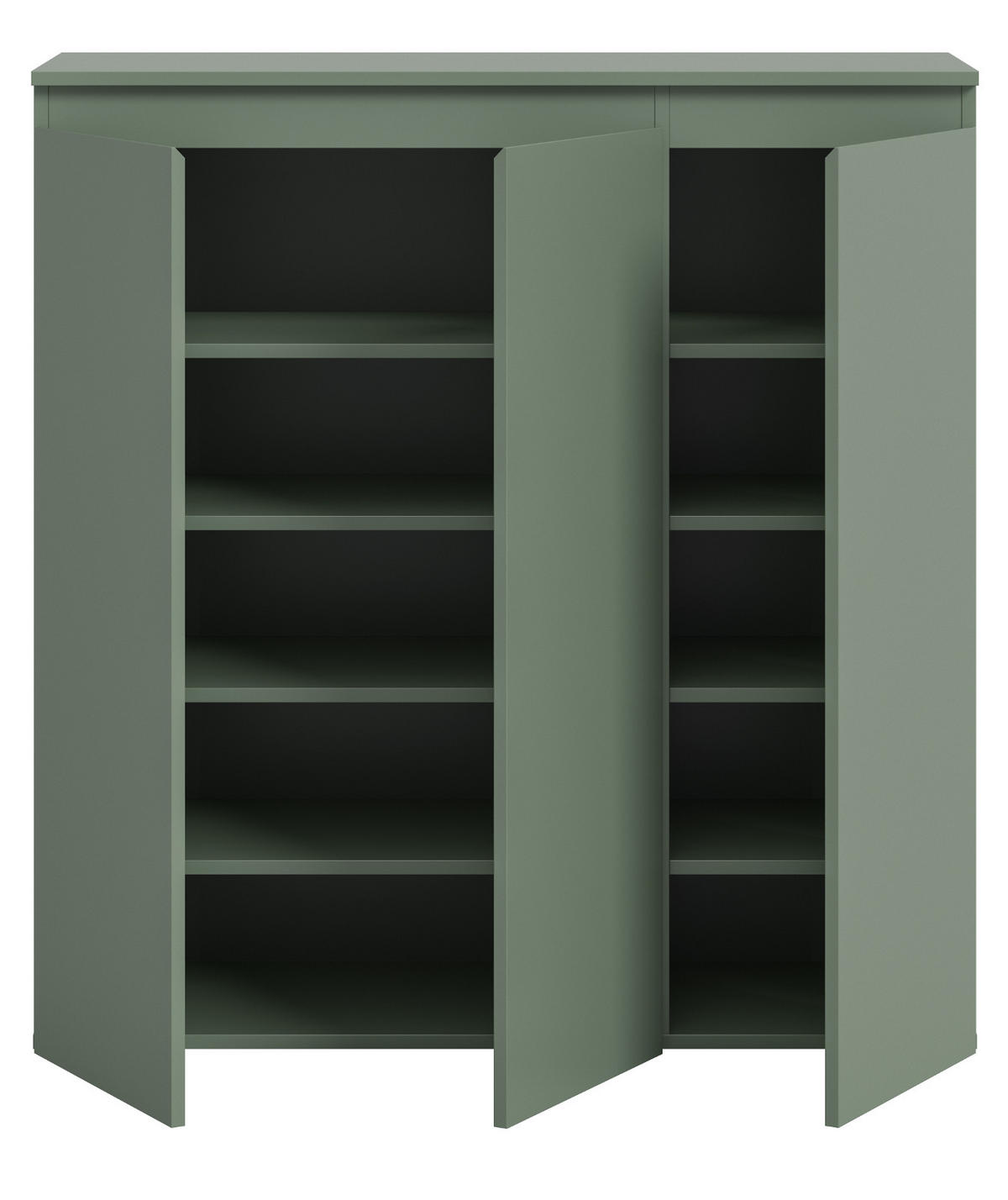 KOMMODE grün 105 x 11 cm, Anrichte mit 10 Fächern - Schwarz/Grün, Holzwerkstoff/Kunststoff (105/111/37cm) - Inn.Furn