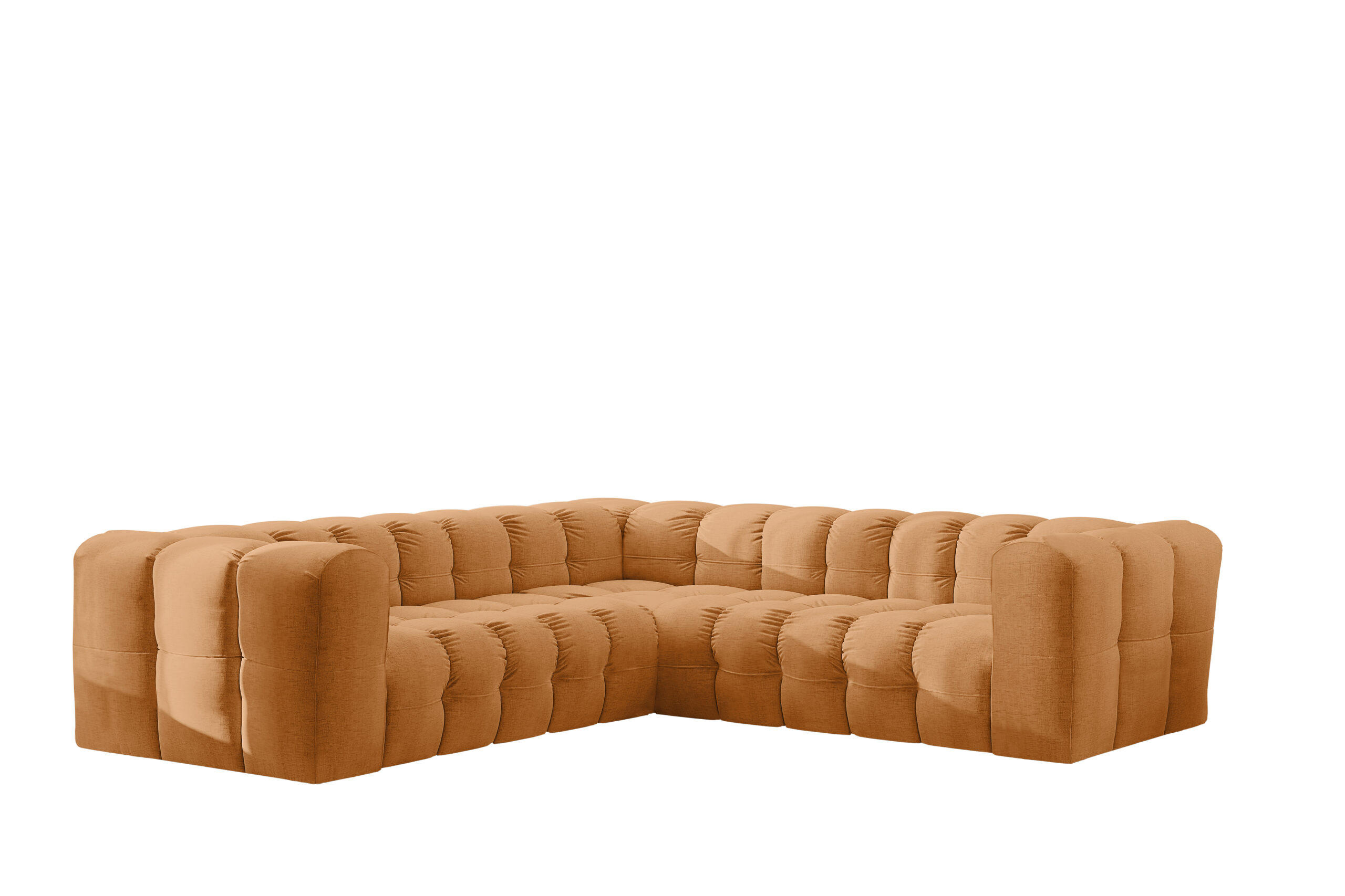 ECKSOFA Corner Mit Steppung BALOO, Chenille-Stoff Moly, Orange - Orange, Holz (270/270cm) - Kaiser Möbel