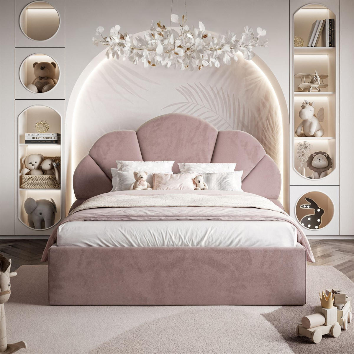 POLSTERBETT ARIEL mit Bettkasten 120x200 cm Element 18 - Rosa, Textil (120/200cm) - Lookway
