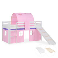 HOCHBETT 90/200 in Rosa mit Lattenrost + Matratze - Weiß/Rosa, Holz (90/200cm) - Homestyle4u