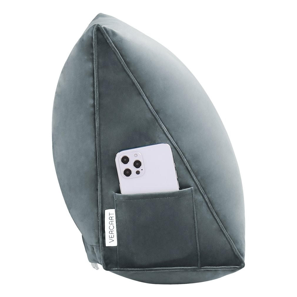 RÜCKENKISSEN für Bett Samt Grau 45 cm - Grau, Textil (35/45cm) - Vercart