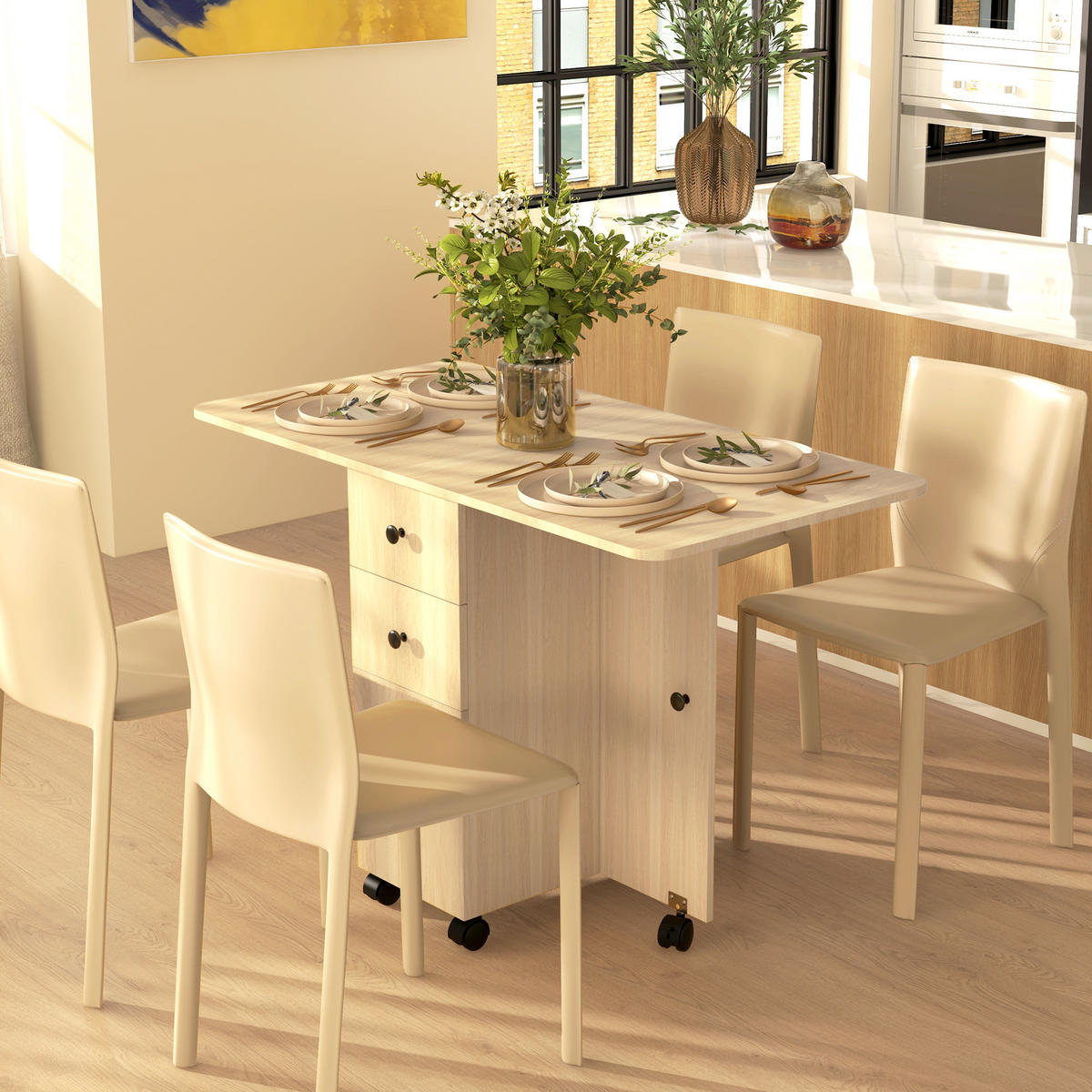 ESSTISCH Naturholz 1 Stück - Beige, Kunststoff (120/60/76.5cm) - GiPP