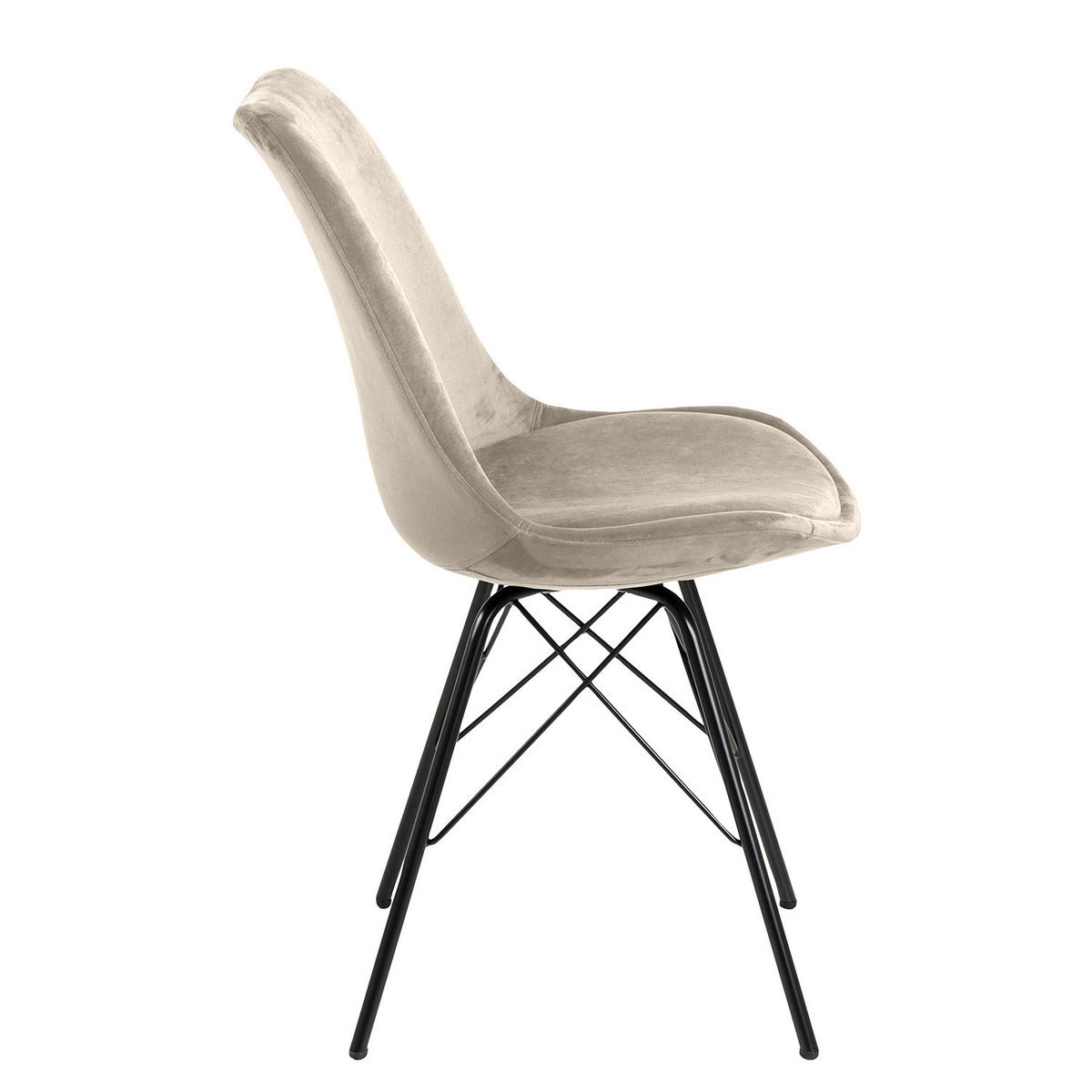 POLSTERSTUHL - 2er-Set - Beige/Schwarz, Textil/Metall (49/86/54cm) - home24