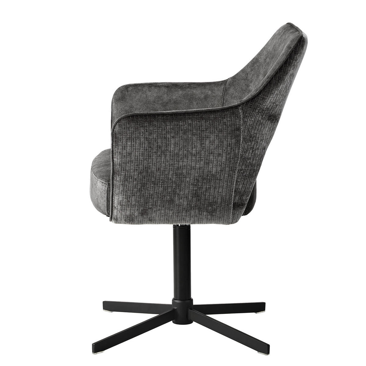 DREHBARER ARMLEHNENSTUHL - Textil / Metall - Graphitfarben, Textil/Metall (64/85/61cm) - home24