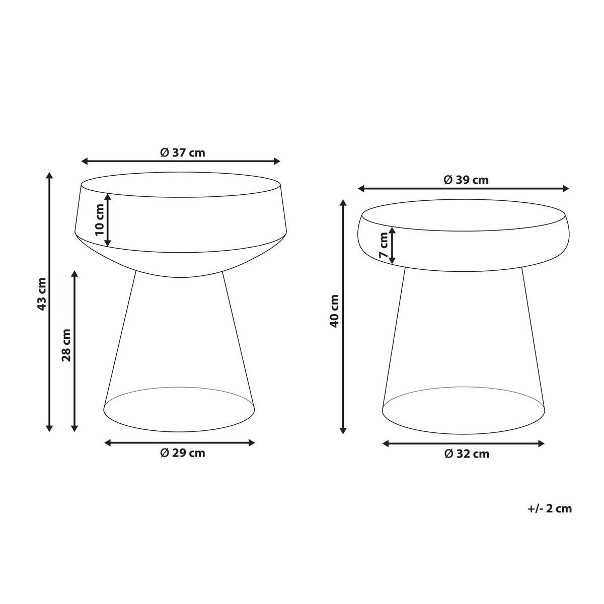 BEISTELLTISCH 2er-Set Rauchglas goldbraun rund Laguna/Caldera - Braun, Glas (37/37/43cm) - Beliani