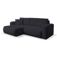ECKSOFA mit Schlaffunktion Tilly, Schwarz Cordstoff - Schwarz, Textil (244/142cm) - VENASI MÖBEL