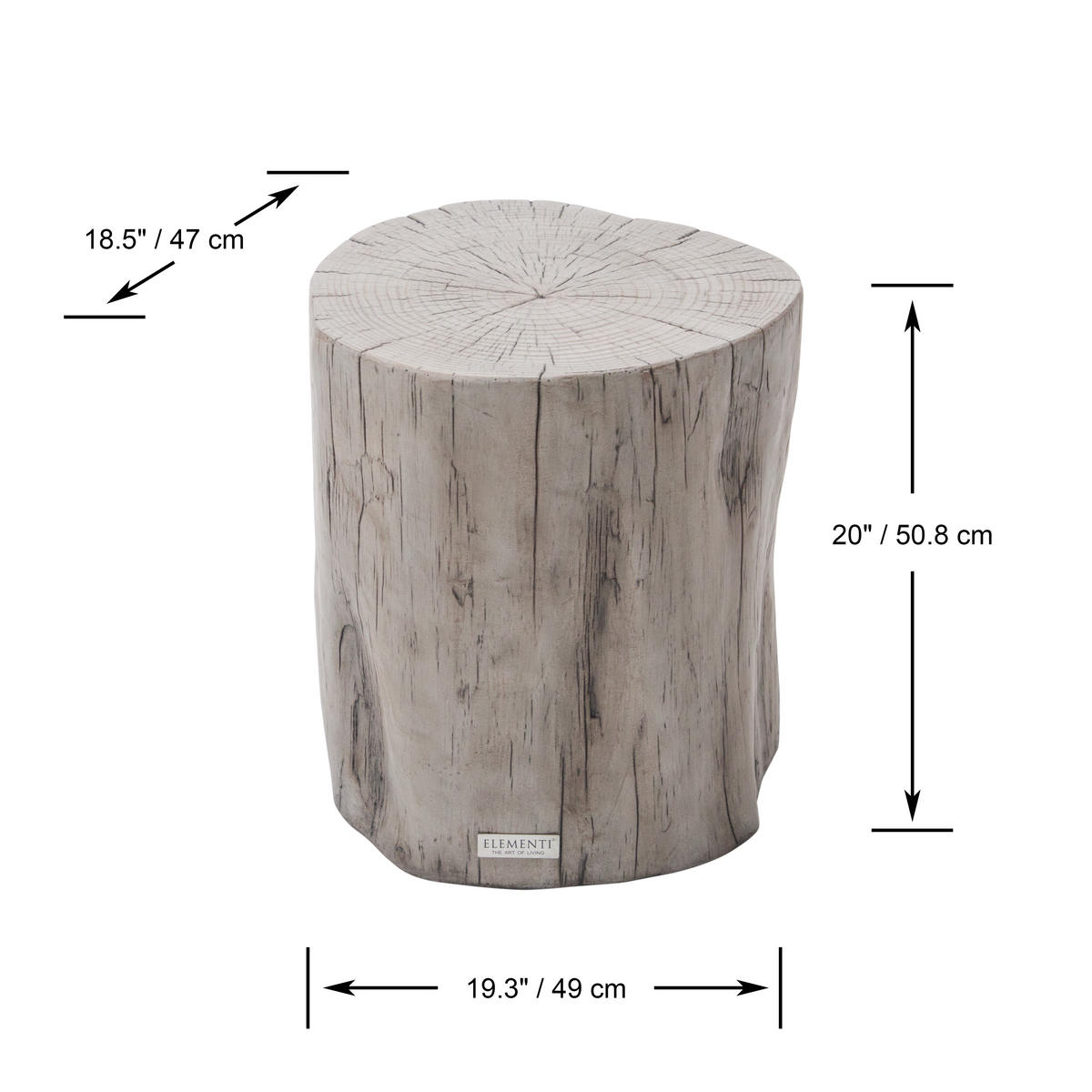 BEISTELLTISCH DAINTREE aus GF-Beton, Wetterbeständig, 49x47x51 cm - Grau, Naturmaterialien (49/47/51cm) - Elementi