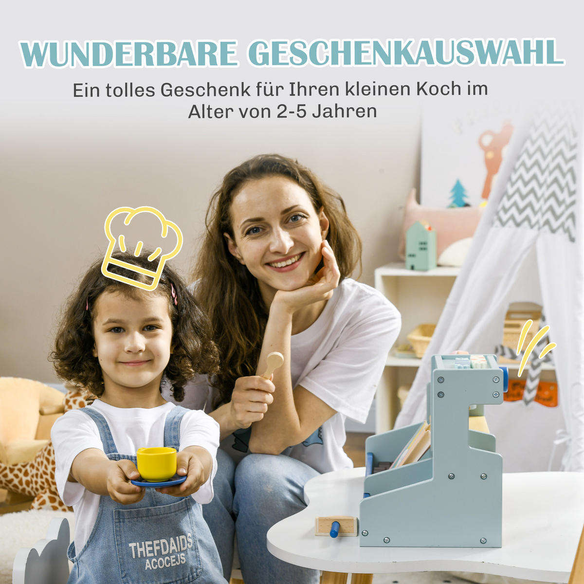 EISLADEN mit viel Zubehör - Hellblau, Holzwerkstoff (20/24.5/42cm) - AIYAPLAY