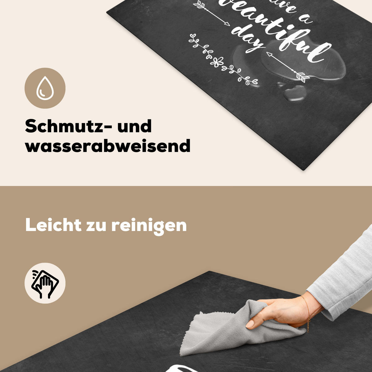 HERDABDECKPLATTE Zitat - Einen schönen Tag - Grau - Weiß Induktionsmatte 83x51 cm - Anthrazit, Kunststoff (83/51.5/0.2cm) - MuchoWow